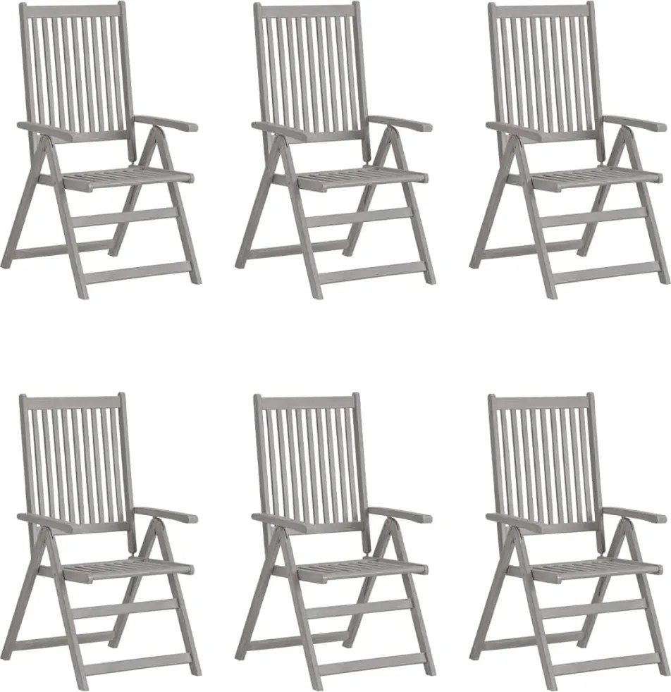 vidaXL Cadeiras de jardim reclináveis 6 pcs acácia maciça cinzento