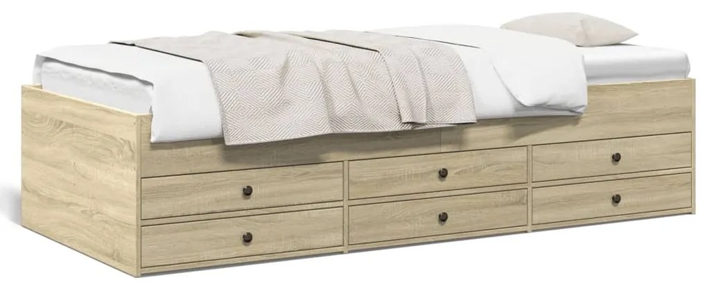 vidaXL Sofá-cama com gavetas sem colchão 90x190 cm carvalho sonoma