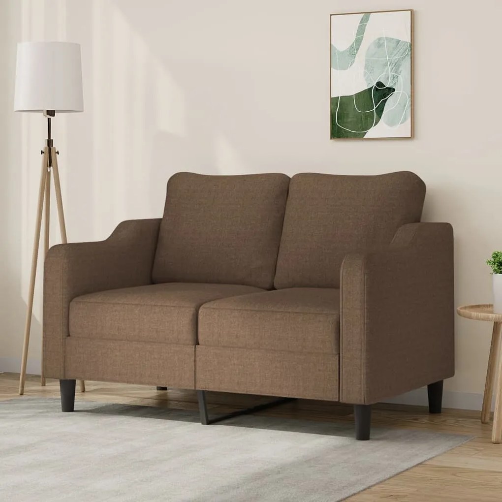 vidaXL Sofá de 2 lugares tecido 120 cm castanho