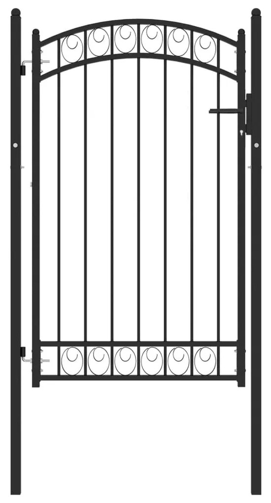 vidaXL Portão para cerca com topo arqueado 100x150 cm aço preto