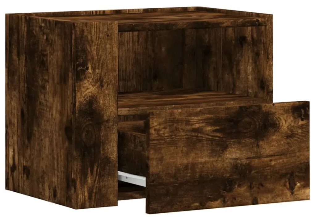 Mesas de cabeceira de parede 2 pcs 45x30x35 cm carvalho fumado