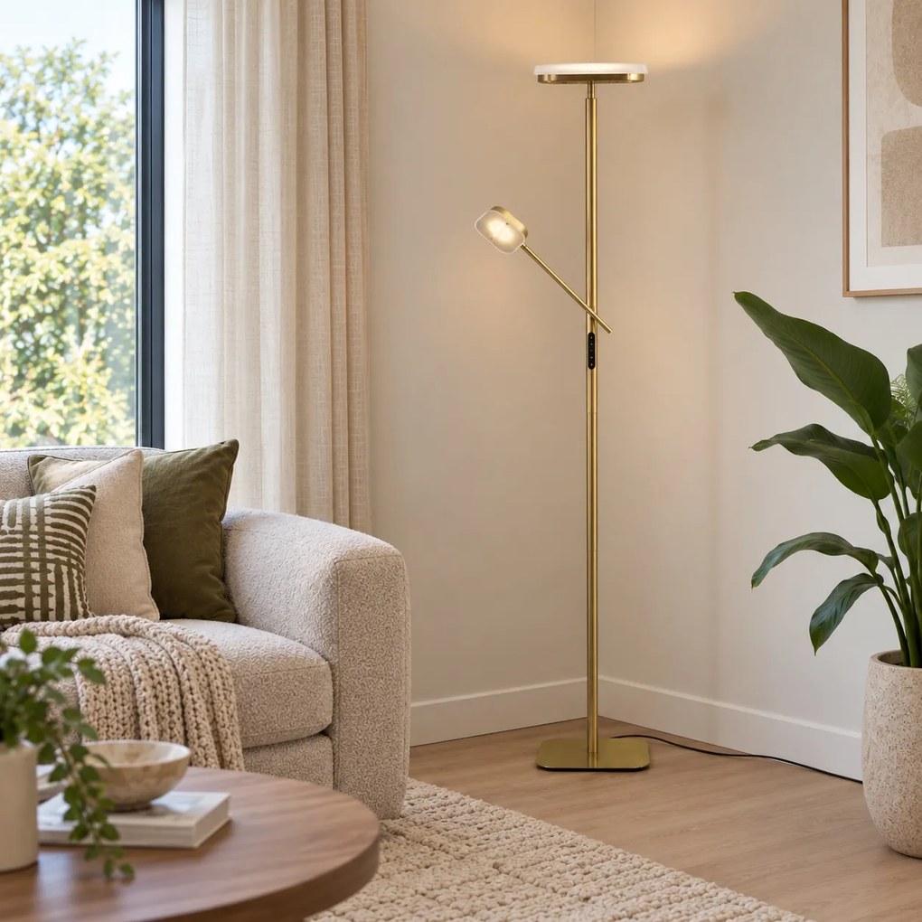 Candeeiro de Pé Moderno Latão incl. LED Regulável - Divana