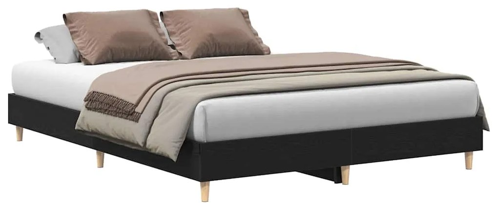 Estrutura de Cama Carvalho Preto 150x200 cm Madeira Engenharia
