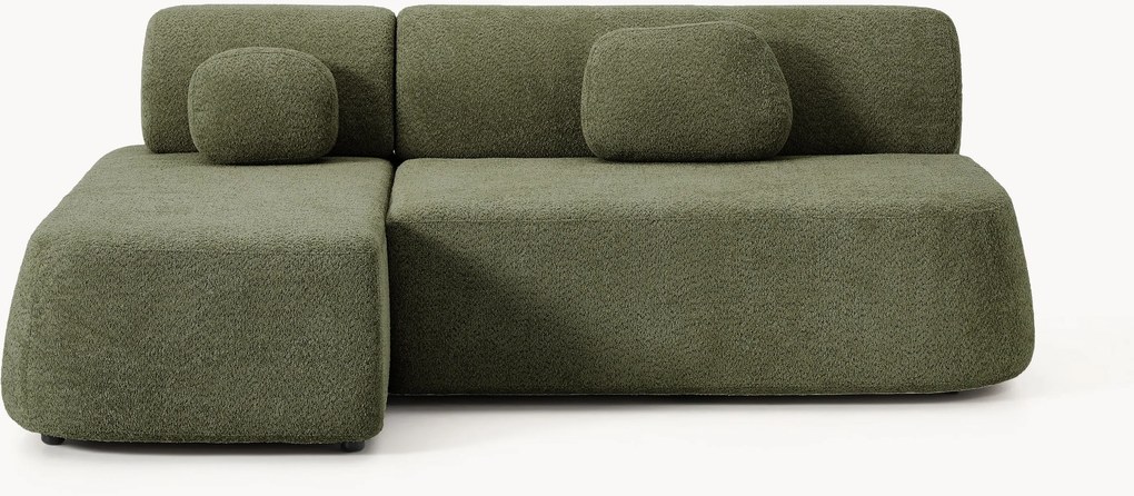 Sofá-cama de canto em teddy-bouclé com arrumação Pao