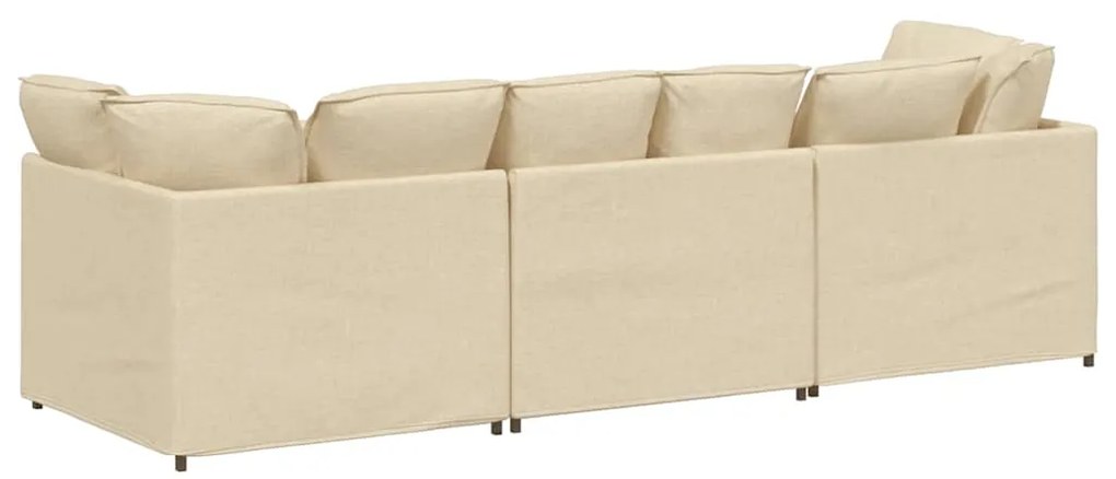Sofá modular com almofadas tecido creme