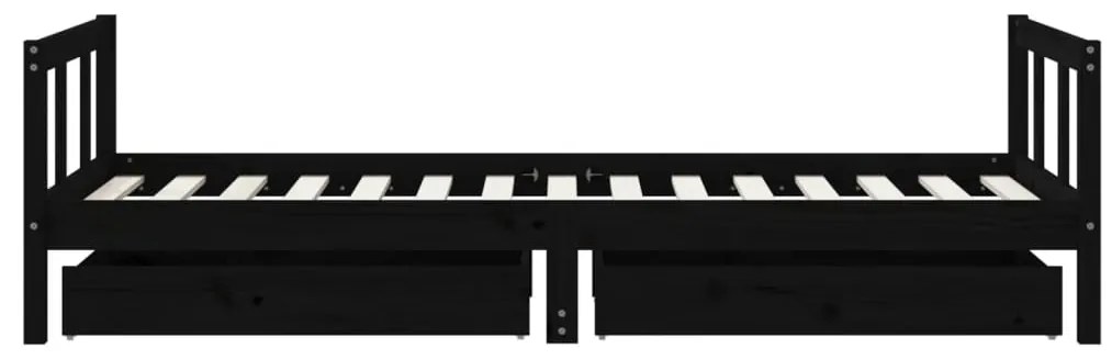 Estrutura cama infantil c/ gavetas 90x190 cm pinho maciço preto
