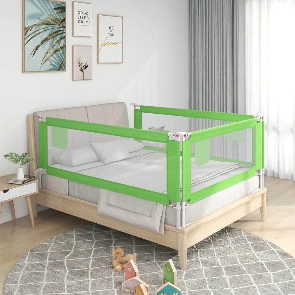 10189 vidaXL Barra de segurança p/ cama infantil tecido 90x25 cm verde