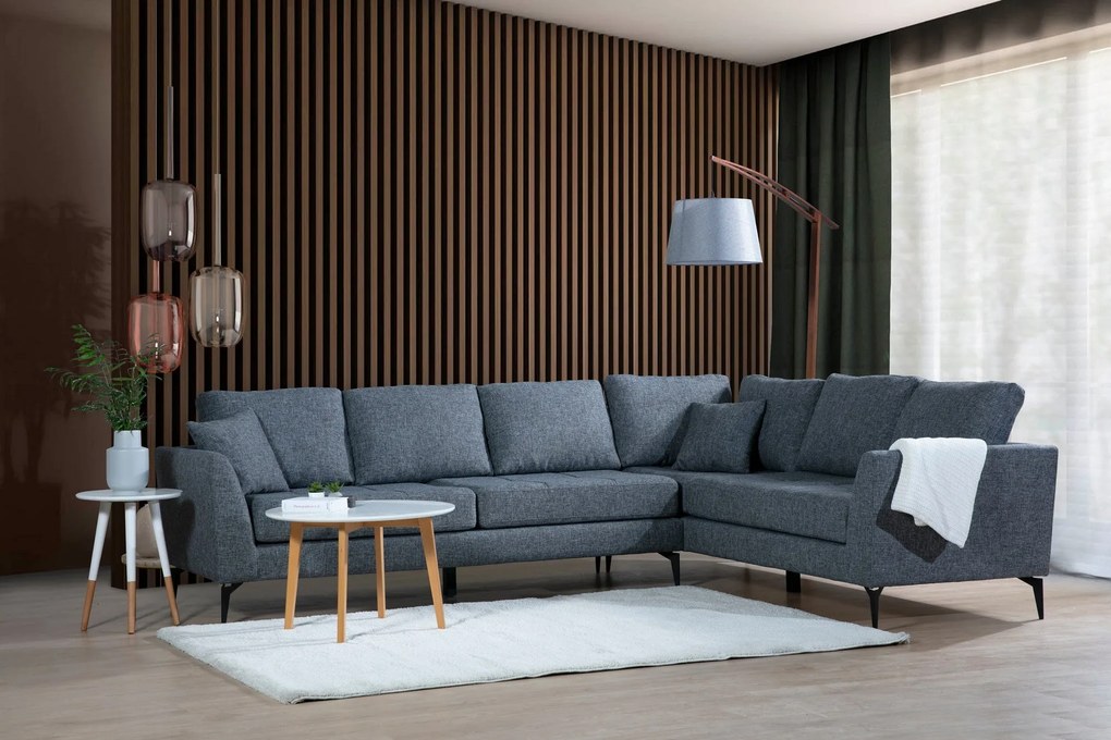 Sofá de Canto Tempo - Cinza Escuro - 300cm x 83cm x 90cm