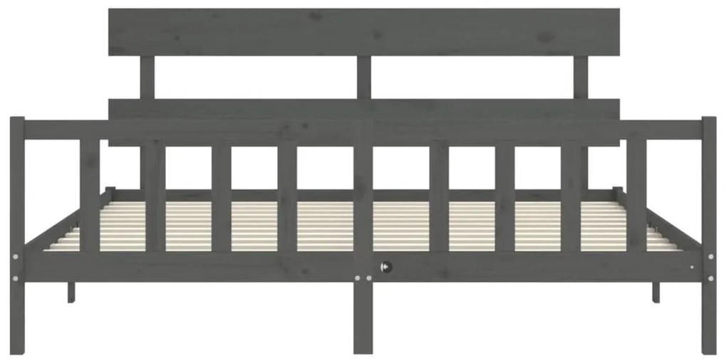 Estrutura de cama com cabeceira 200x200 cm madeira maciça cinza