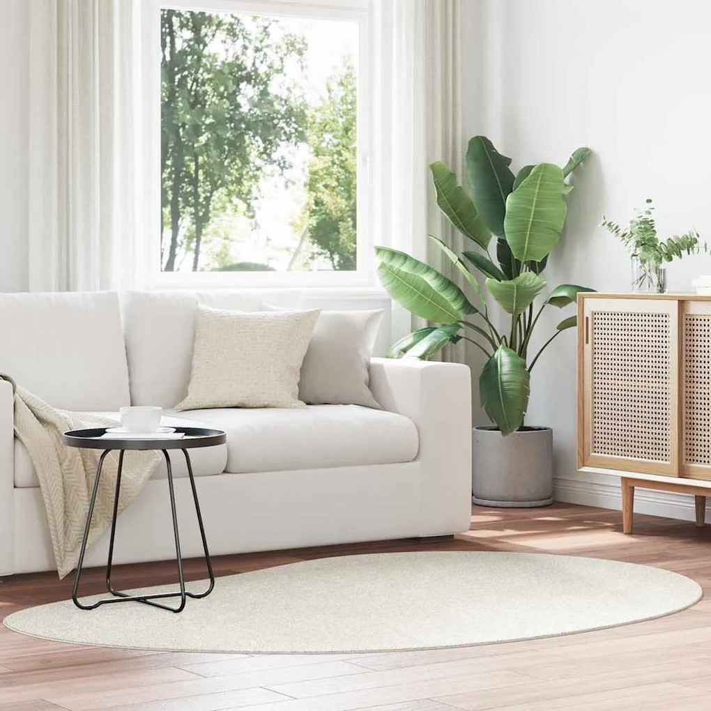 vidaXL Tapete de Área Creme 140 x 200 cm Poliéster