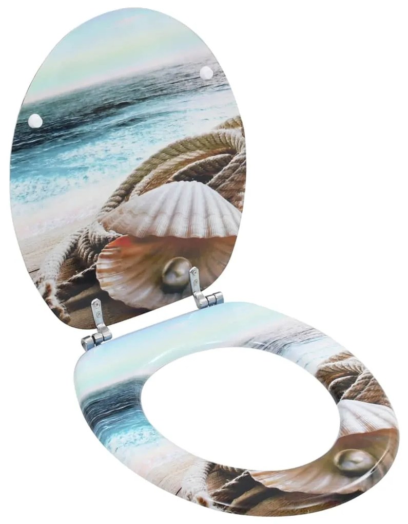 Assentos de sanita 2 pcs com tampas MDF design conchas