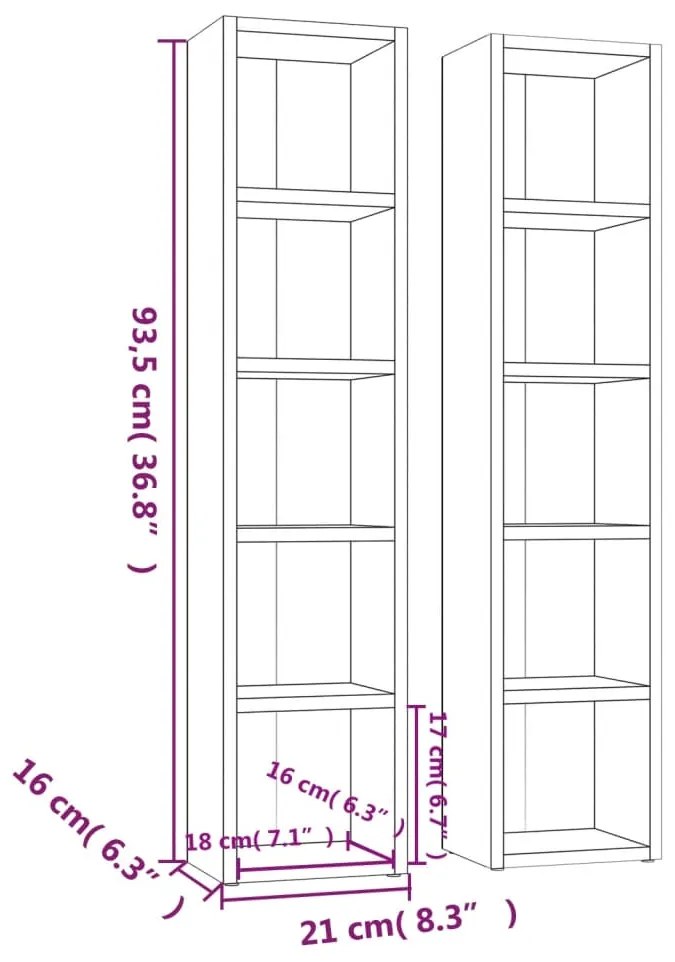 Armários para CDs 2pcs 21x16x93,5cm deriv. madeira sonoma cinza