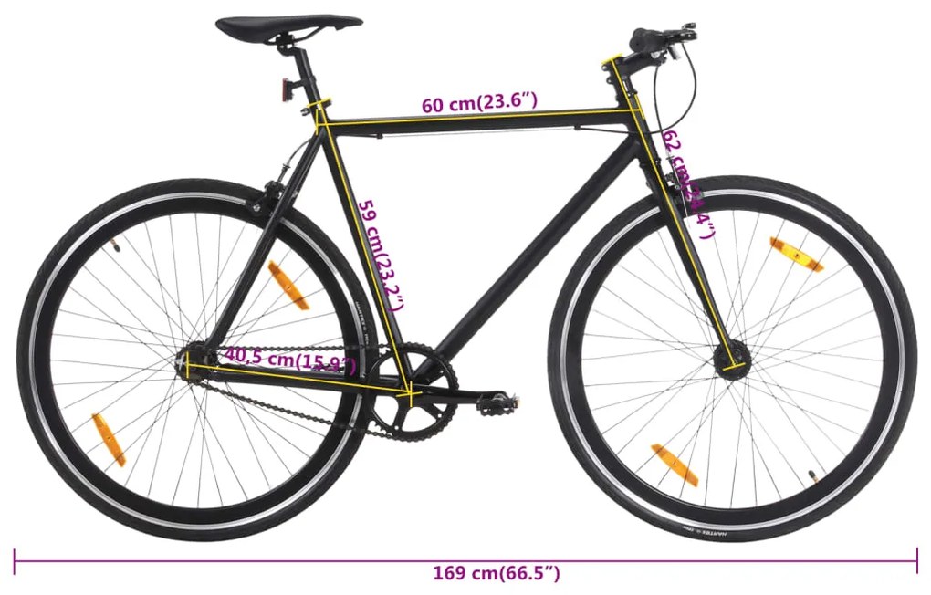 Bicicleta de mudanças fixas 700c 59 cm preto