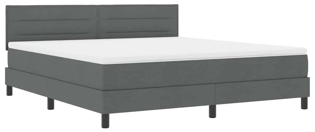 Cama Box Spring com Colchão &amp; LED Cinza Escuro 180x200 cm Tecido