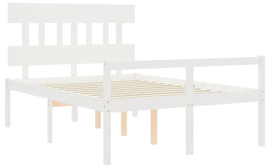 Estrutura de cama com cabeceira 140x200cm madeira maciça branco