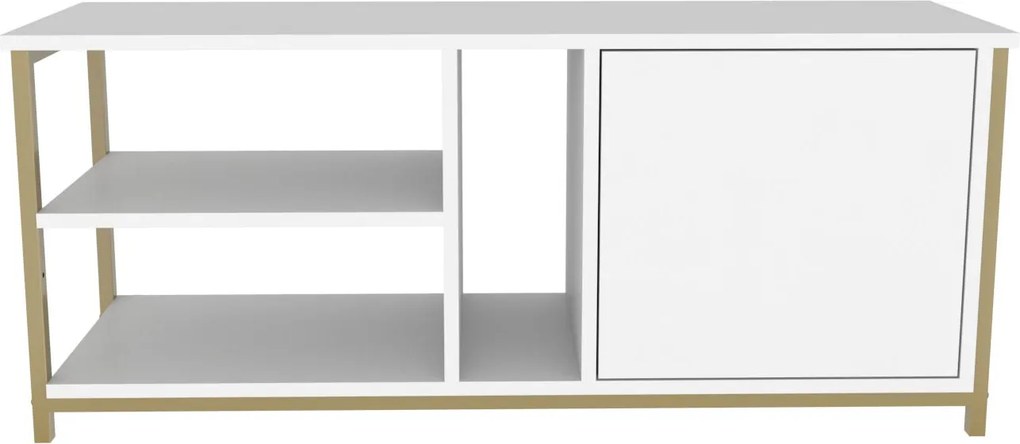 Móvel TV Neola – Dourado e Branco – 120 cm x 35,3 cm x 50,8 cm