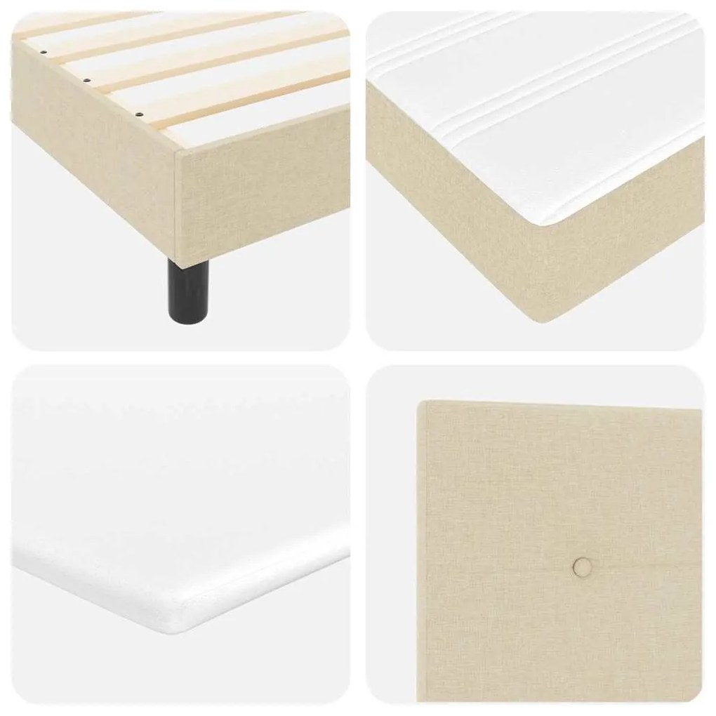 Cama Box com Colchão Creme 200x200 cm Tecido