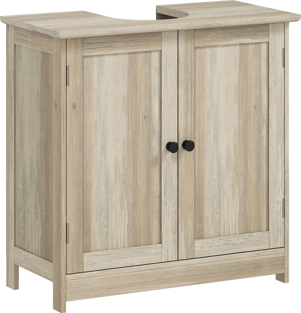 HOMCOM Móvel para Pia, Móvel de Banheiro com Armário de 2 Portas, Prateleira Ajustável, Anti-Umidade, 60 x 30 x 60 cm, Cinza | Aosom Portugal