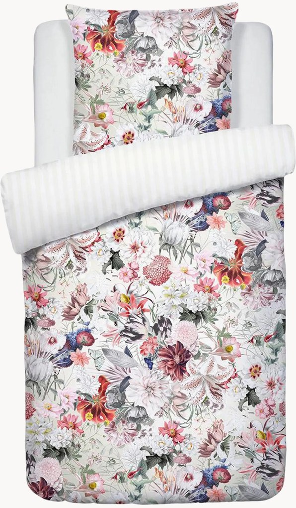 Conjunto de roupa de cama em cetim de algodão Fleurs Éclatantes, vários tamanhos