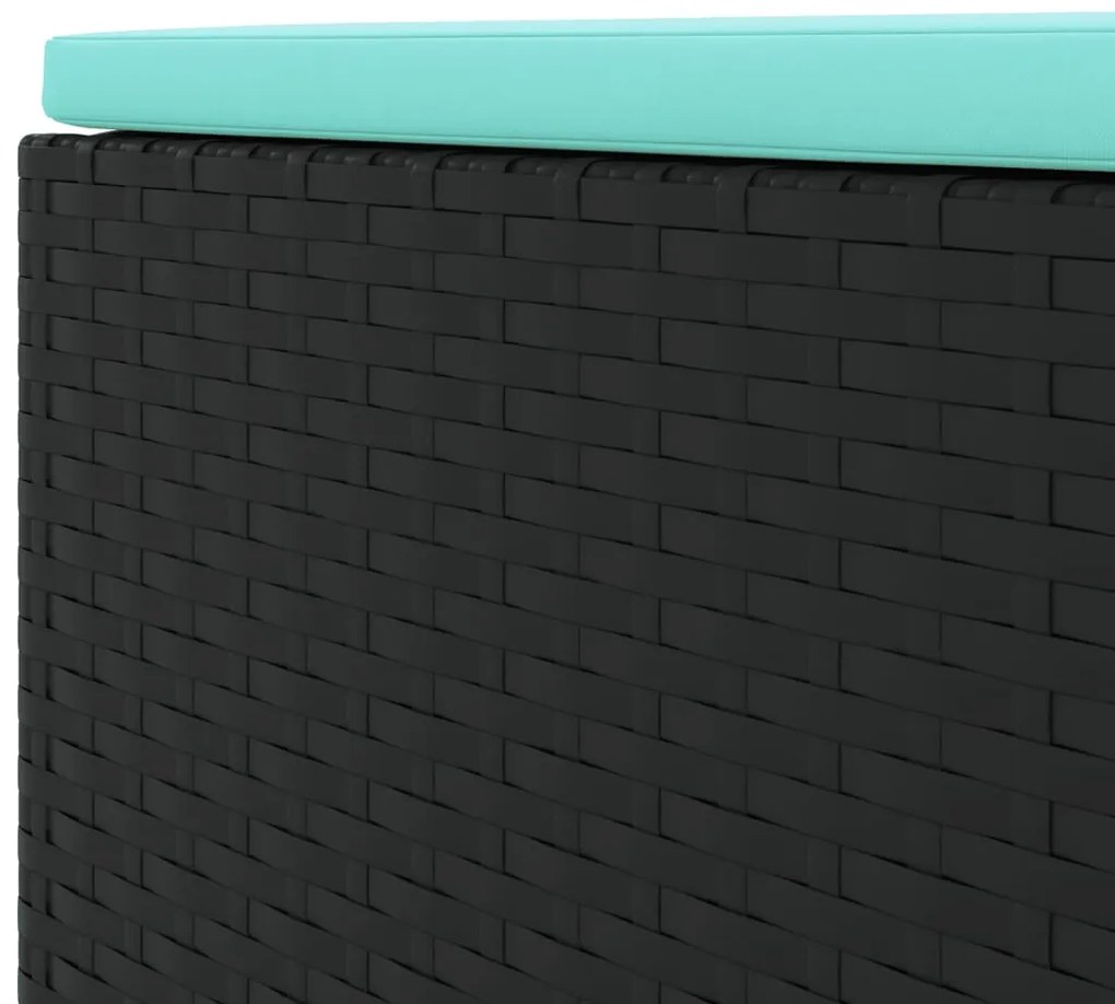 4 pcs conjunto lounge de jardim c/ almofadões vime PE preto