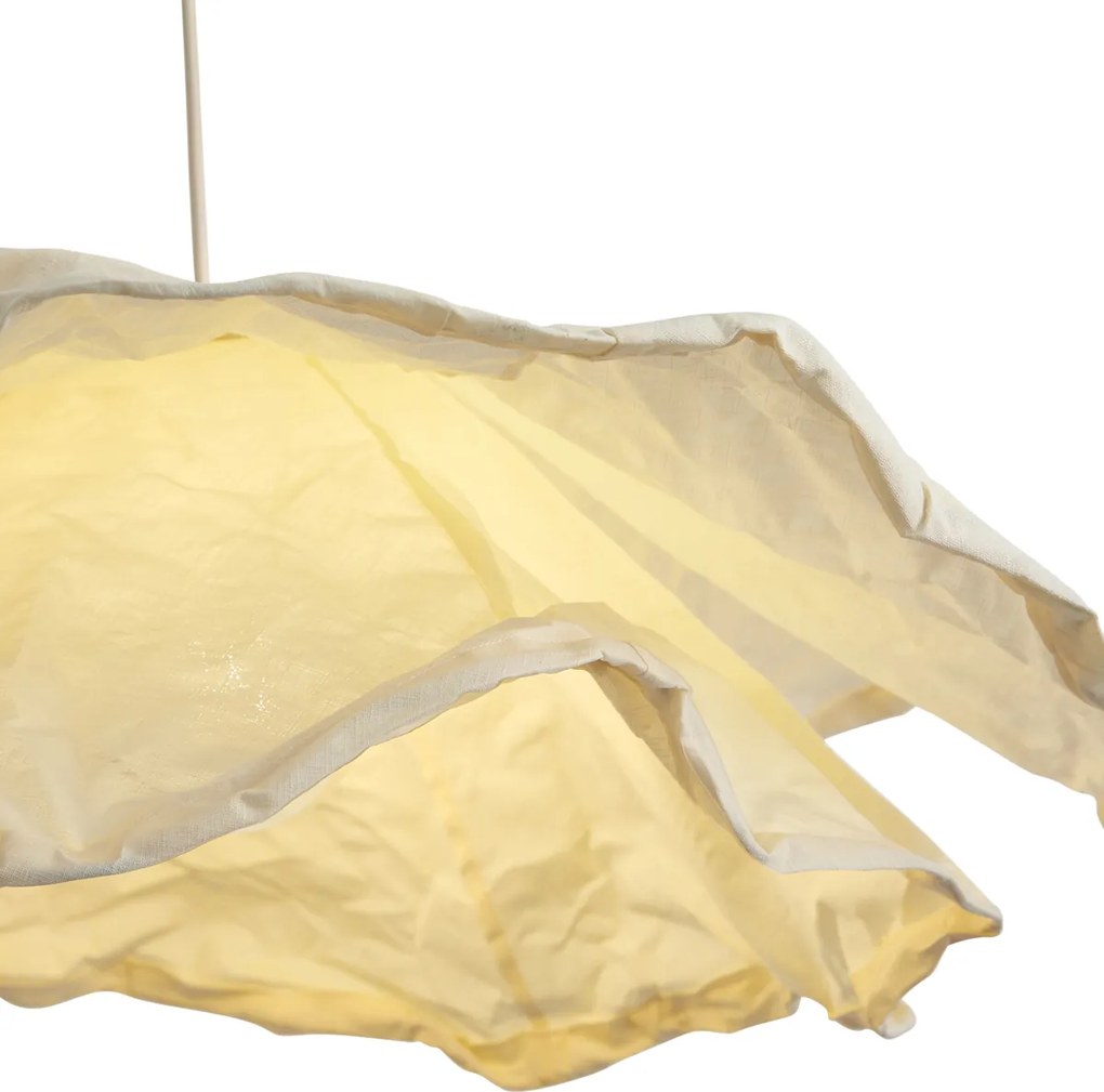 Candeeiro de Teto Pendente Japandi Bege com Abajur de Tecido 80cm - Papel