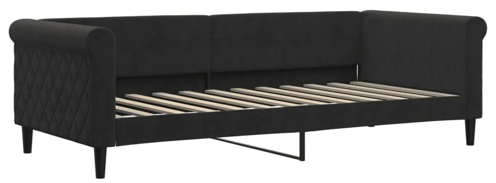 Sofá-cama com gavetão e gavetas 90x200 cm veludo preto