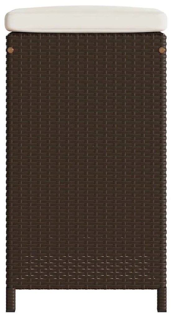 Bancos de bar para jardim com almofadões 6 pcs vime PE castanho