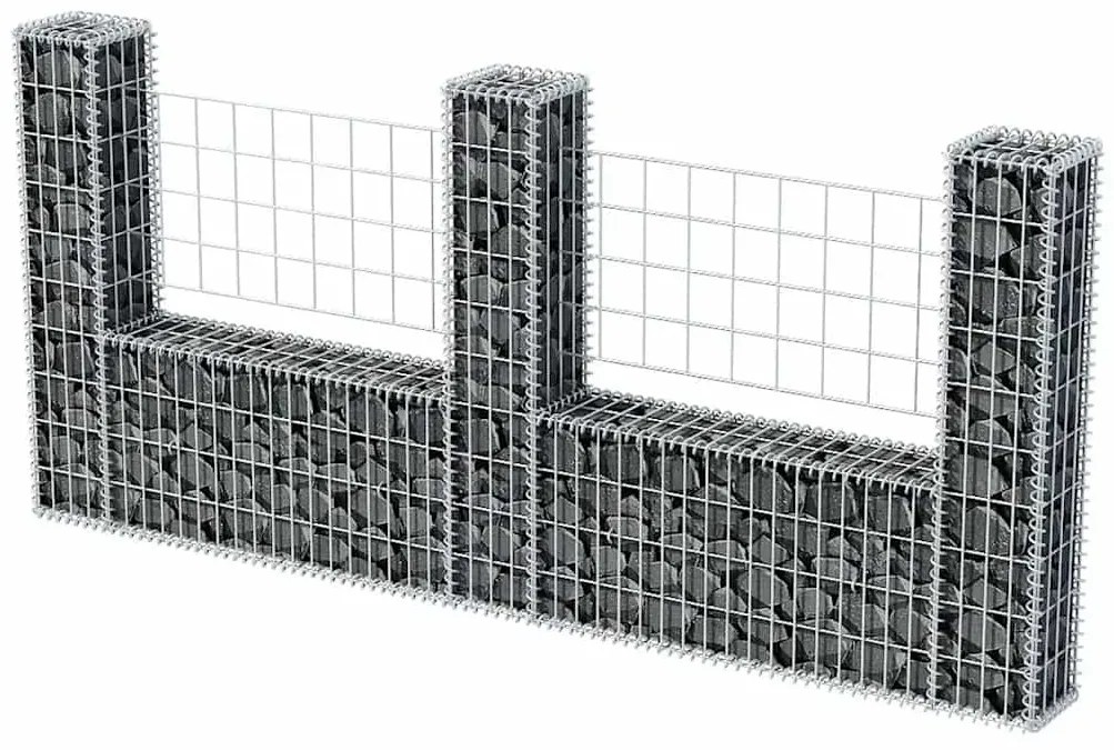 Cesto gabião em forma de U aço galvanizado 240x20x100 cm