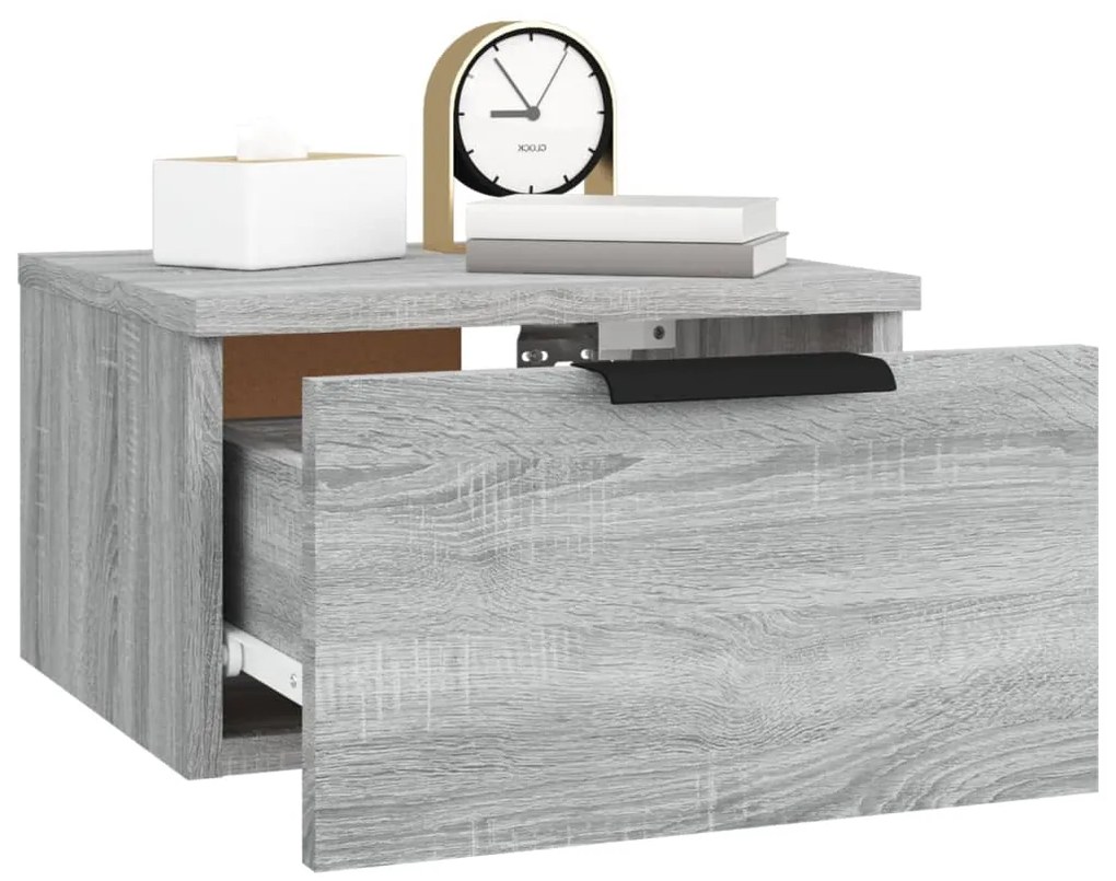 Mesa de cabeceira de parede 34x30x20 cm cinzento sonoma