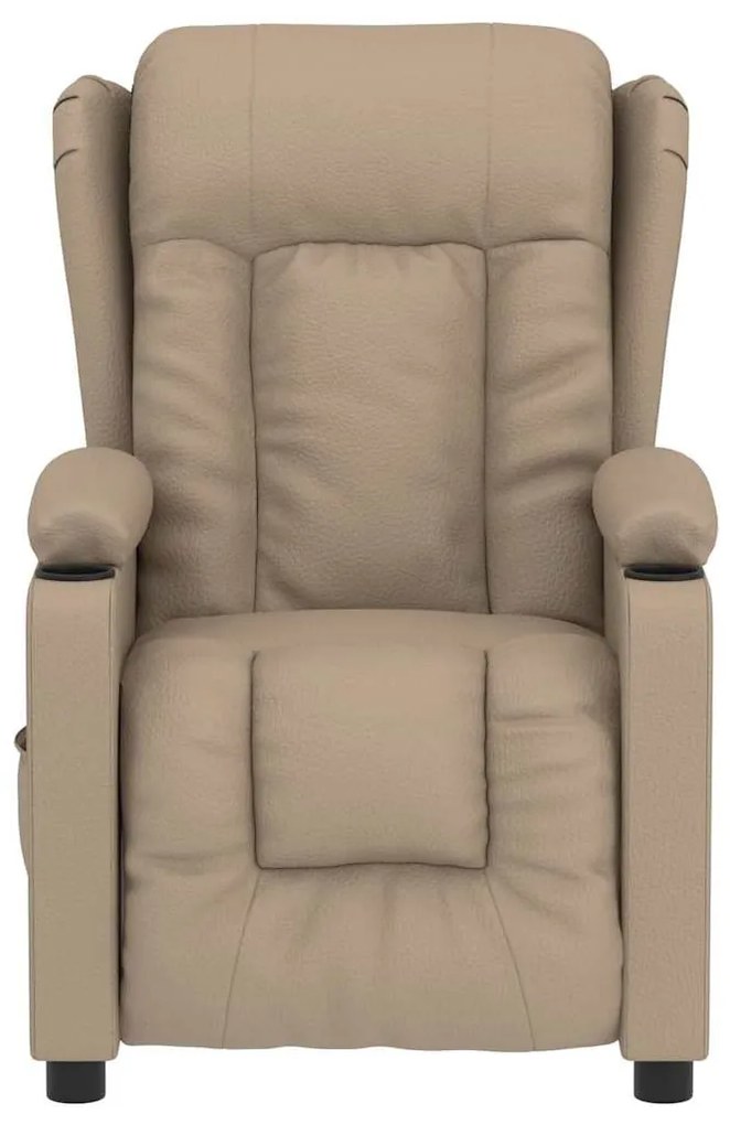 Poltrona massagens reclinável elétrica couro artif. cappuccino