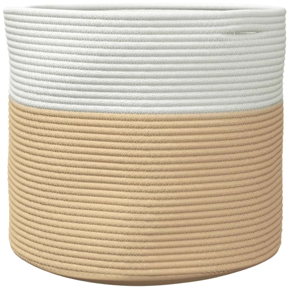 Cesto de arrumação Ø40x35 cm algodão bege e branco
