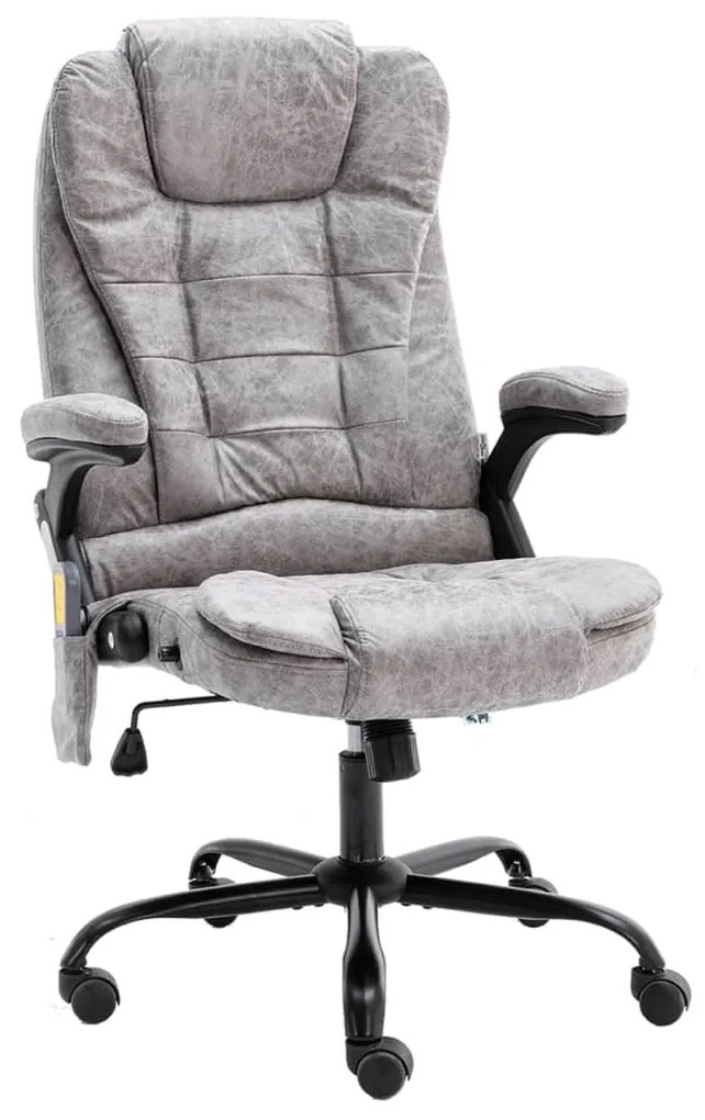 vidaXL Cadeira de massagens p/ escritório couro artificial cinza-claro