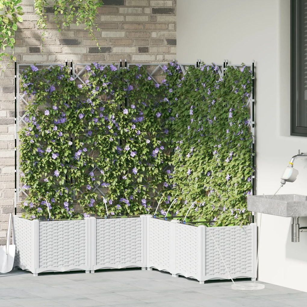 Vasos de Jardim com Sistema de Irrigação 5 pcs Brancos