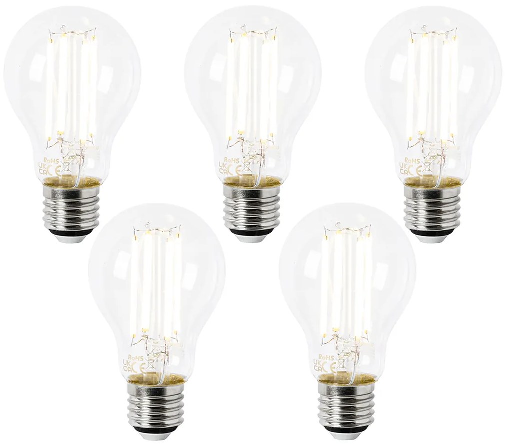 Conjunto de 5 Lâmpadas LED E27 A60 Clara 2.2W 470 lm 2700K