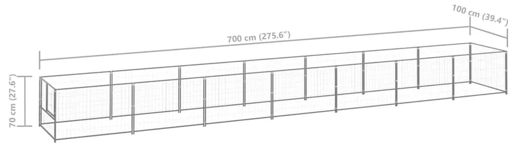 Canil para cães 7 m² aço prateado