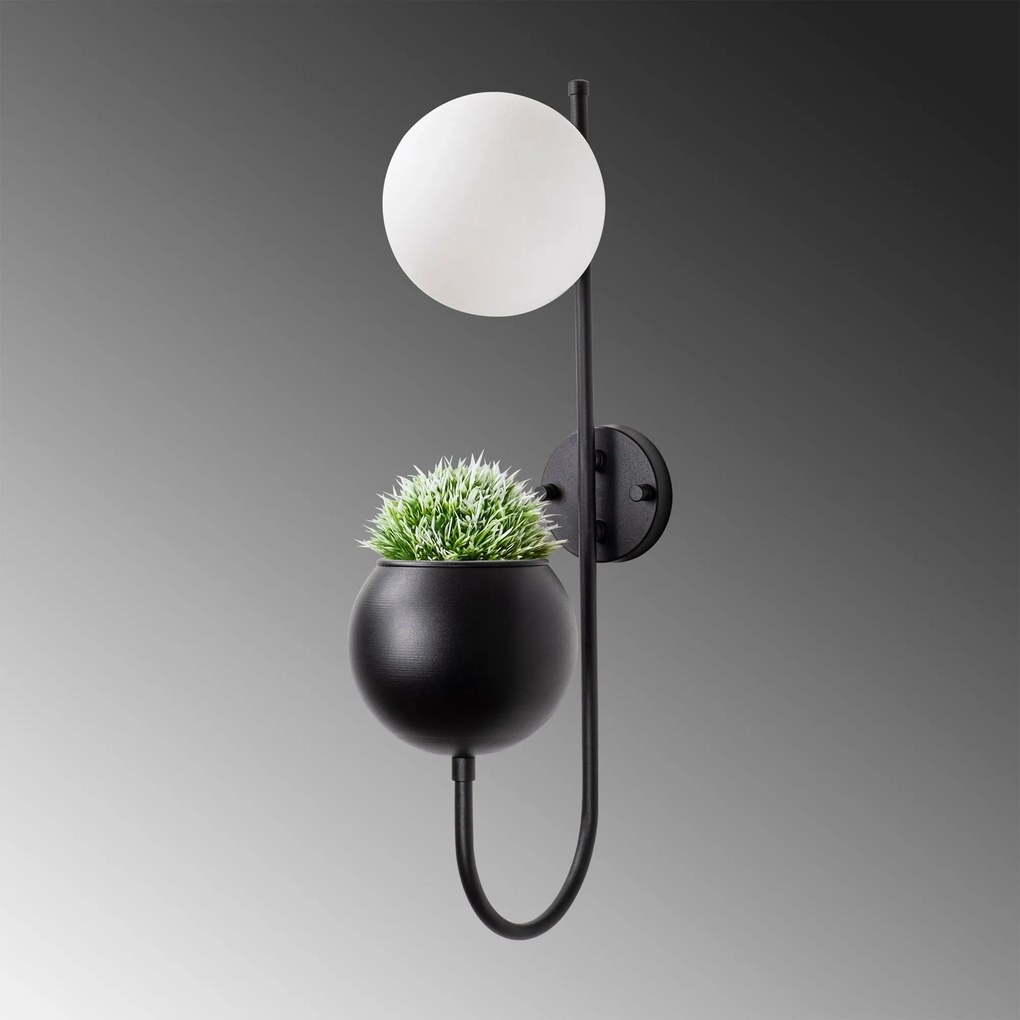 Candeeiro de Parede Pot – Preto e Creme – 15 x 23 x 61 cm