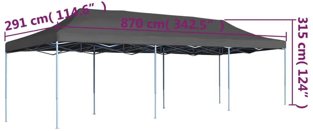 Tenda para festas pop-up dobrável 3x9 m antracite
