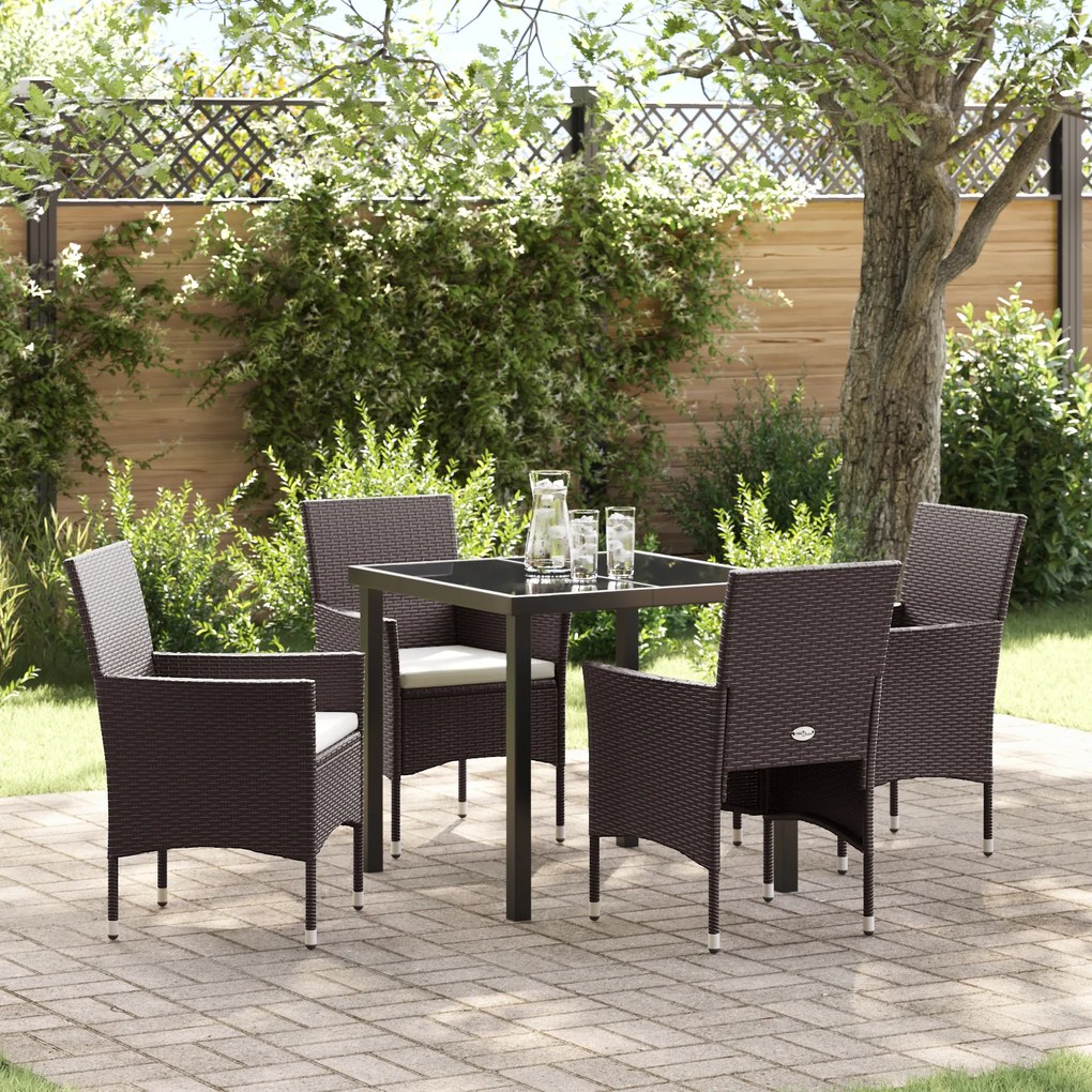 vidaXL Conjunto de Jantar para Jardim 5 Peças Castanhas em Rattan PE