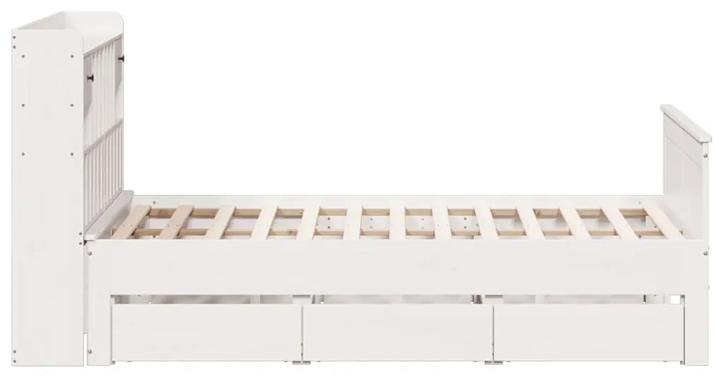 Cama com estante sem colchão 150x200 cm pinho maciço branco