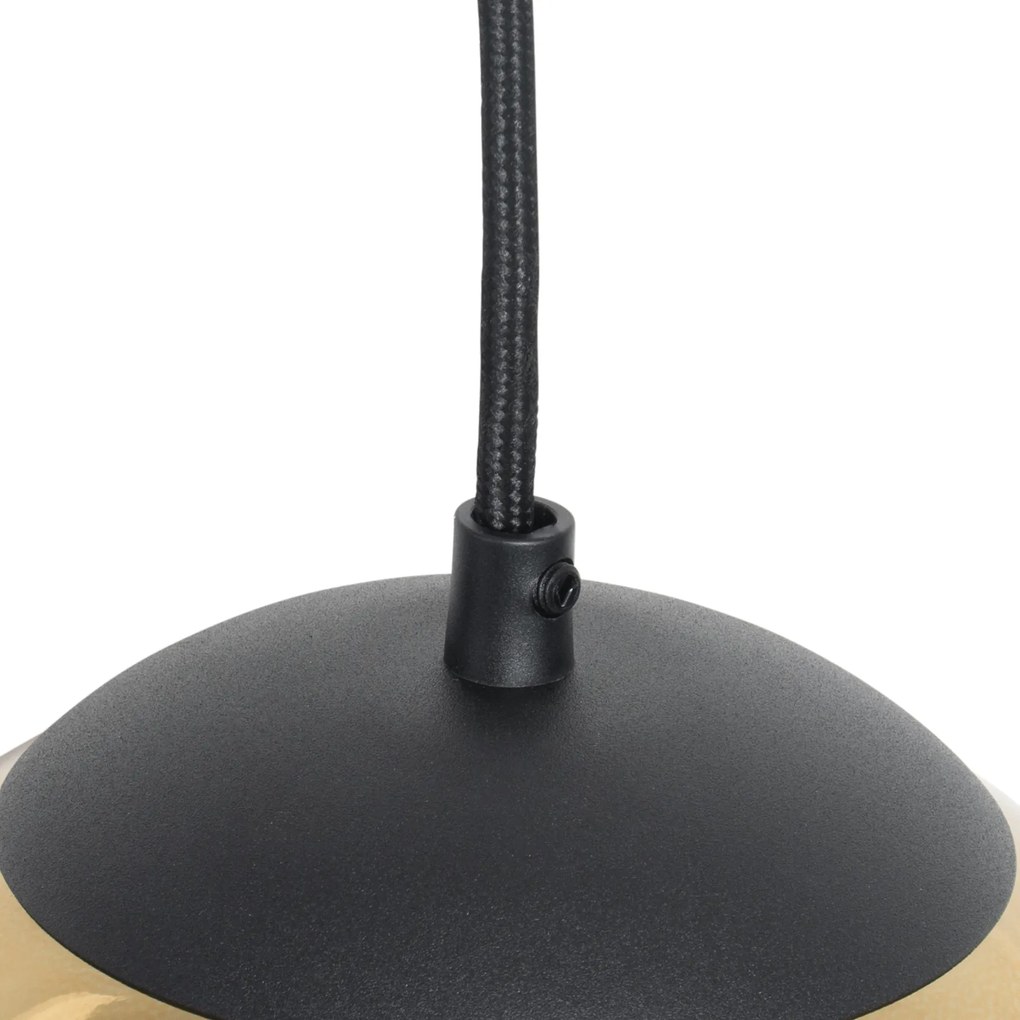 LED Candeeiro suspenso inteligente preto com vidro dourado 20 cm com WiFi A60 - Pallon Art Deco