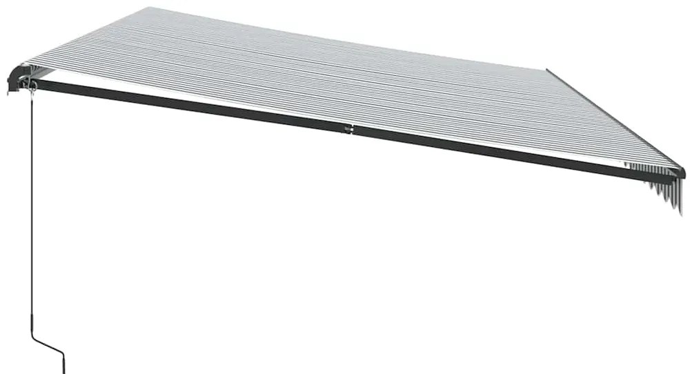 Toldo retrátil manual com luzes LEDs 600x300cm antracite/branco