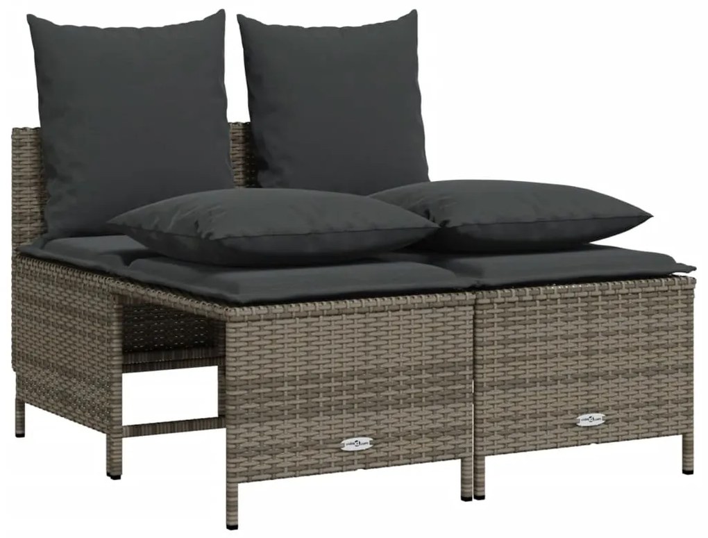 5 pcs conjunto sofás de jardim c/ almofadões vime PE cinzento