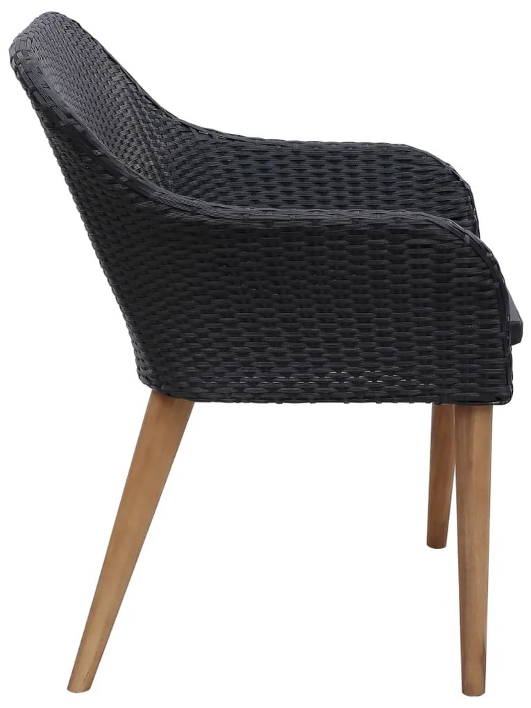 Cadeiras de exterior c/ almofadões 2 pcs vime PE preto
