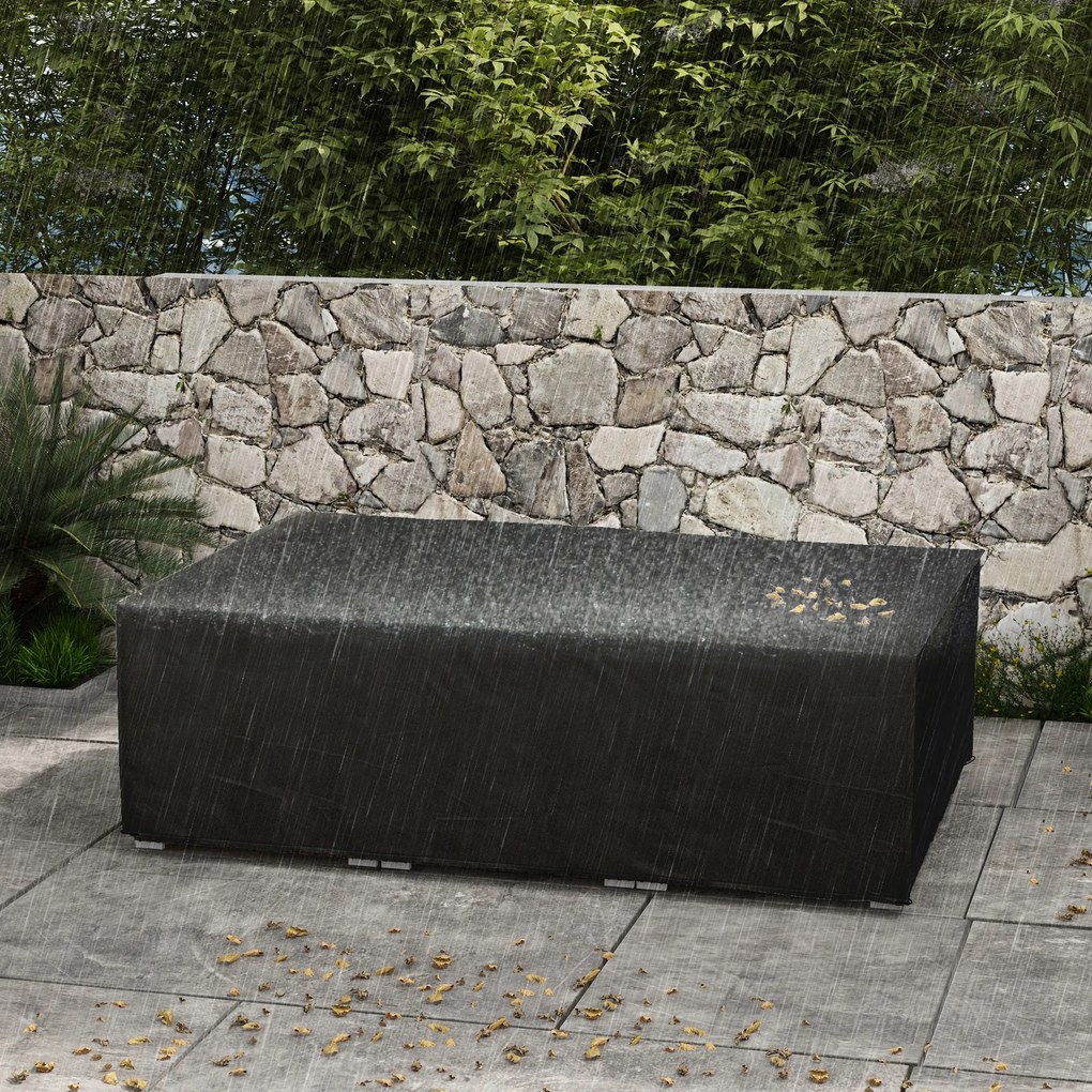 Capa para moveis de jardim em lona 222 x 155 x 67 cm, capa para mesa de jardim em tecido Oxford impermeável e anti-UV, preta