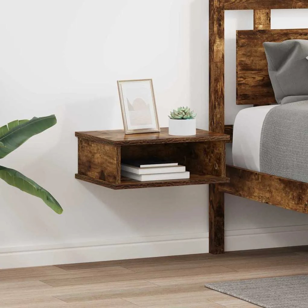 vidaXL Mesa-de-cabeceira 2 pcs Carvalho Defumado 40 x 31 x 15 cm