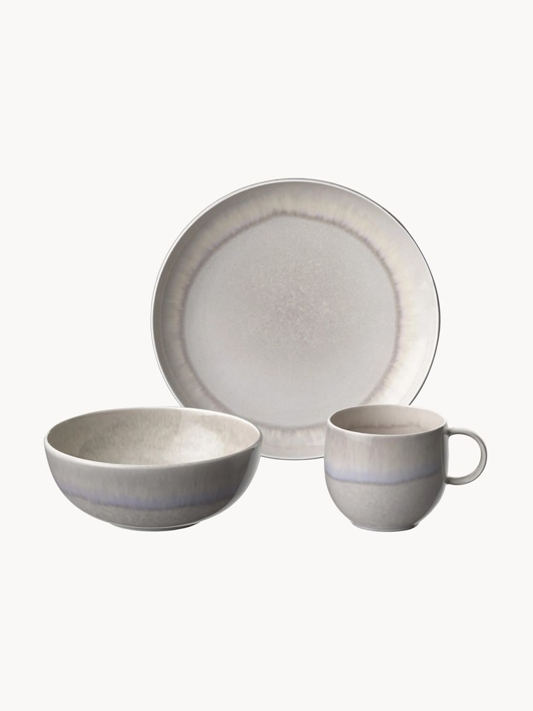 Conjunto de pequeno-almoço em porcelana Perlmutt Sand, 2 pessoas (6 uni.)