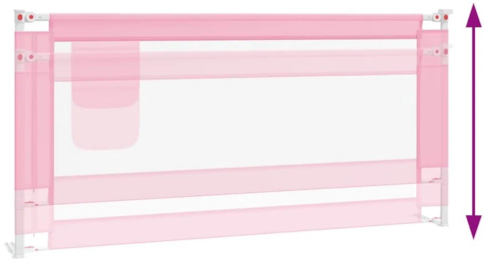 Barra de segurança p/ cama infantil tecido 190x25 cm rosa