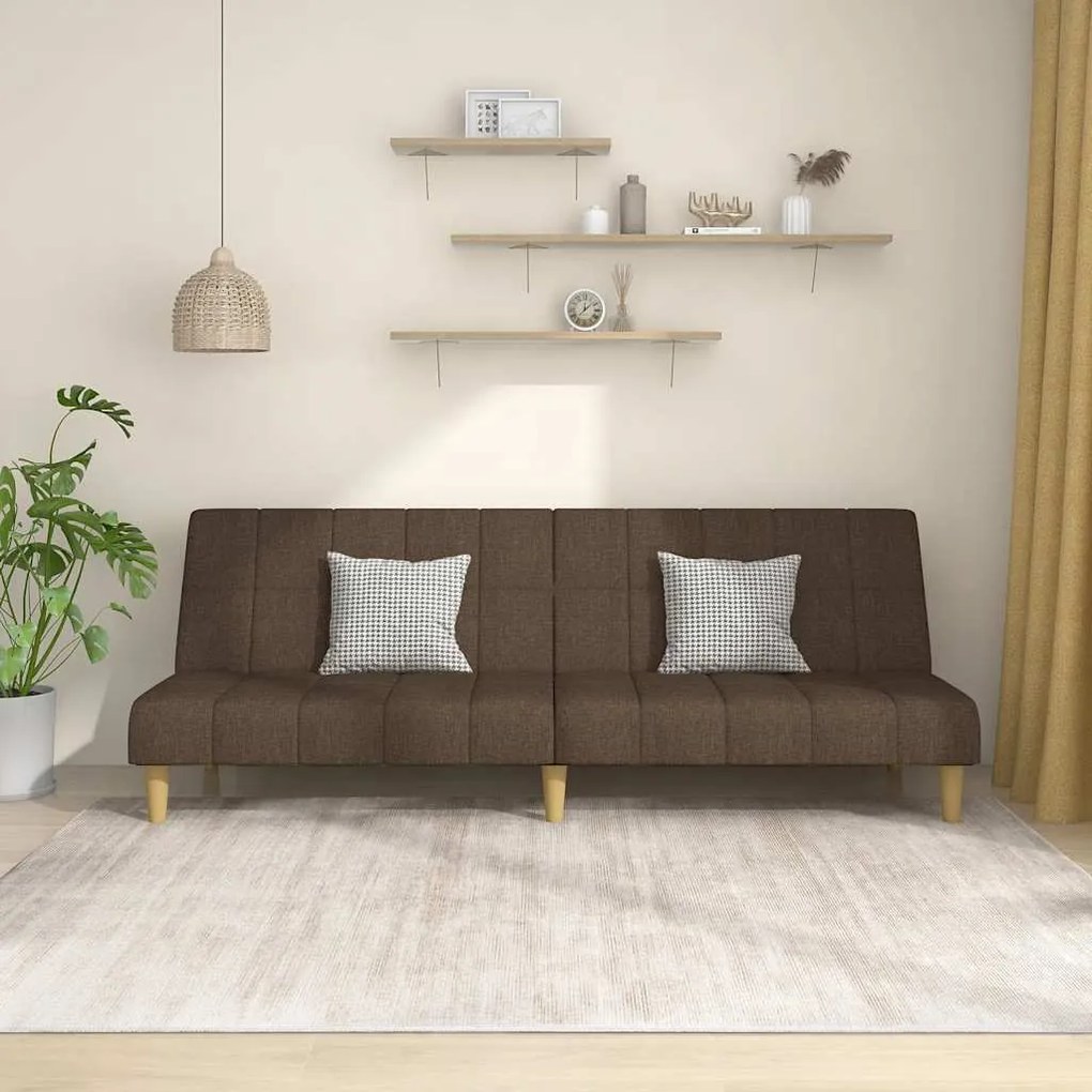 vidaXL Sofá-cama de 2 lugares tecido castanho
