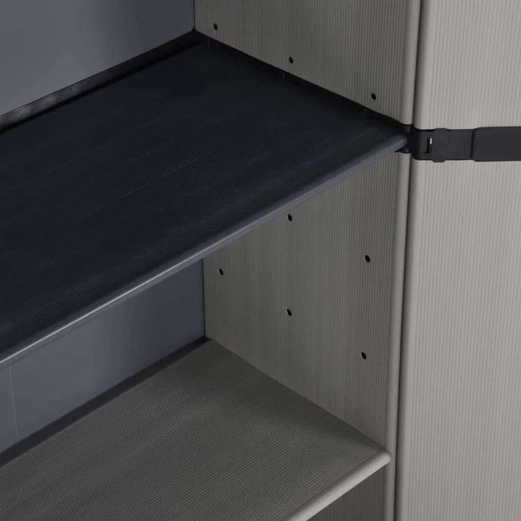 Armário arrumação jardim 3 prateleiras 68x40x168cm cinza/preto