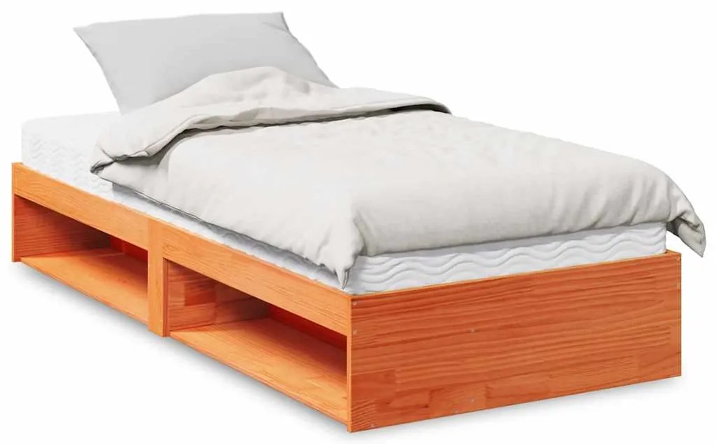 Sofá-cama com colchão 80x200 cm pinho maciço castanho-mel